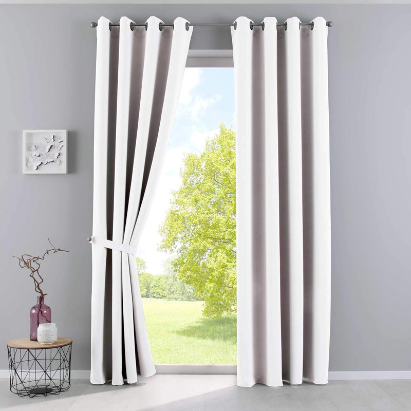 Gardinenbox Vorhänge Blickdicht »Newyork« Weiss HxB 245x140 cm 2er-Pack Thermo-Gardinen Verdunkelung