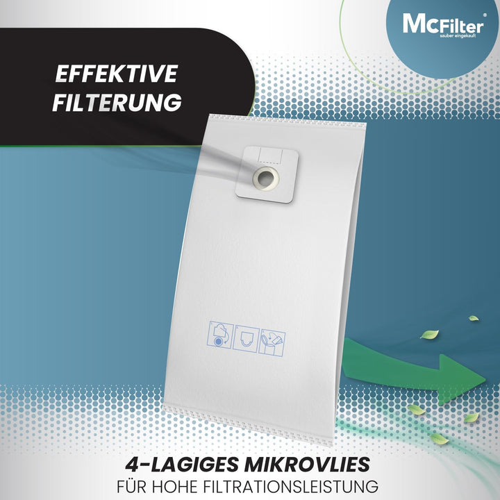 McFilter I 10 Staubsaugerbeutel kompatibel mit Cleanfix S 20, SW 20, Taski Bora 12 (8504.150), Vacum