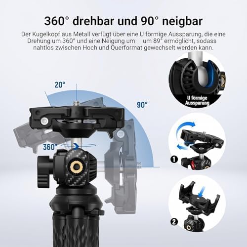NEEWER Flexibles Handy Stativ, Kleiner Mini Kamera Webcam Tischständer, versteckter Handyhalter und