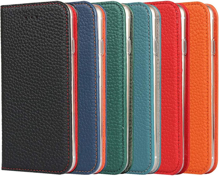 Brieftasche Hülle für iPhone 6 Plus/6S Plus, Litschi Genarbtes Echtleder Hülle [Kartenfächer] [Stand