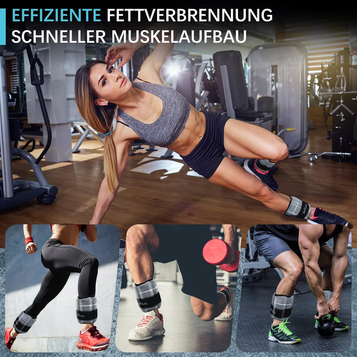 DH FitLife 2er-Set Fussgelenk Gewichtsmanschetten mit verstellbaren Gewichten für Beine | 2 Variatio