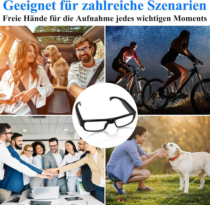 LXMIMI Kamera Brille, Brille Mini Kamera 1080P Sport Brille Kamera, Mini Action Kamera Unterstützung