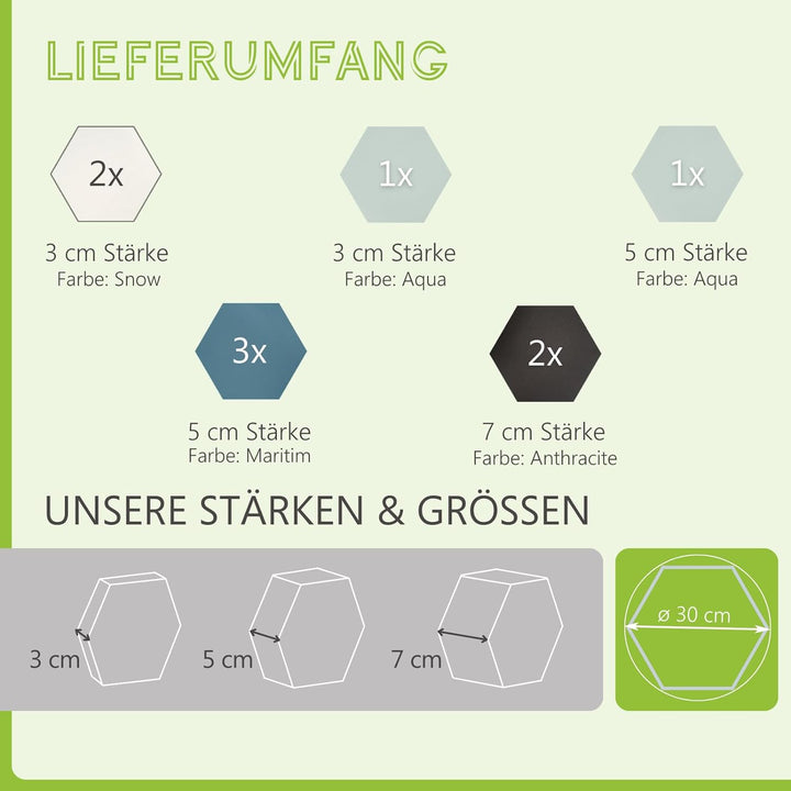 platino24 Akustikpaneele 9 Elemente Edition LOFT 3D I Ø 300mm Akustikplatten Schalldämmung Wand & De