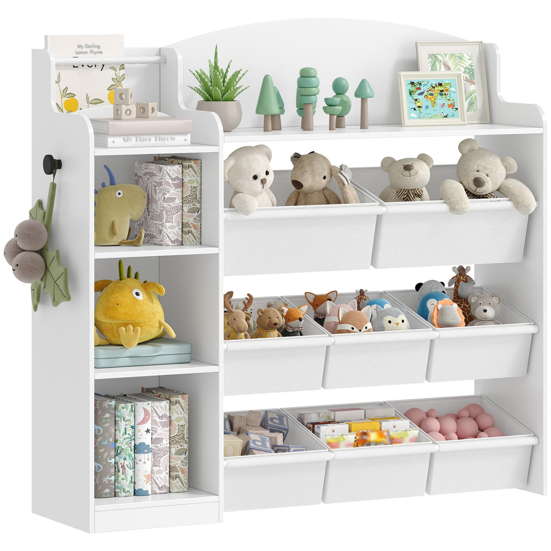 Hzuaneri Kinderregal, Bücherregal Kinder aus Holz, Spielzeugregal mit 8 Stoffschubladen für Kinderzi