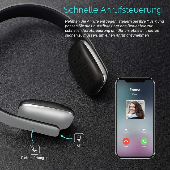 August EP636 - Bluetooth v4.1 NFC Kopfhörer - kabellose Bluetooth Stereo Kopfhörer mit Freisprechfun