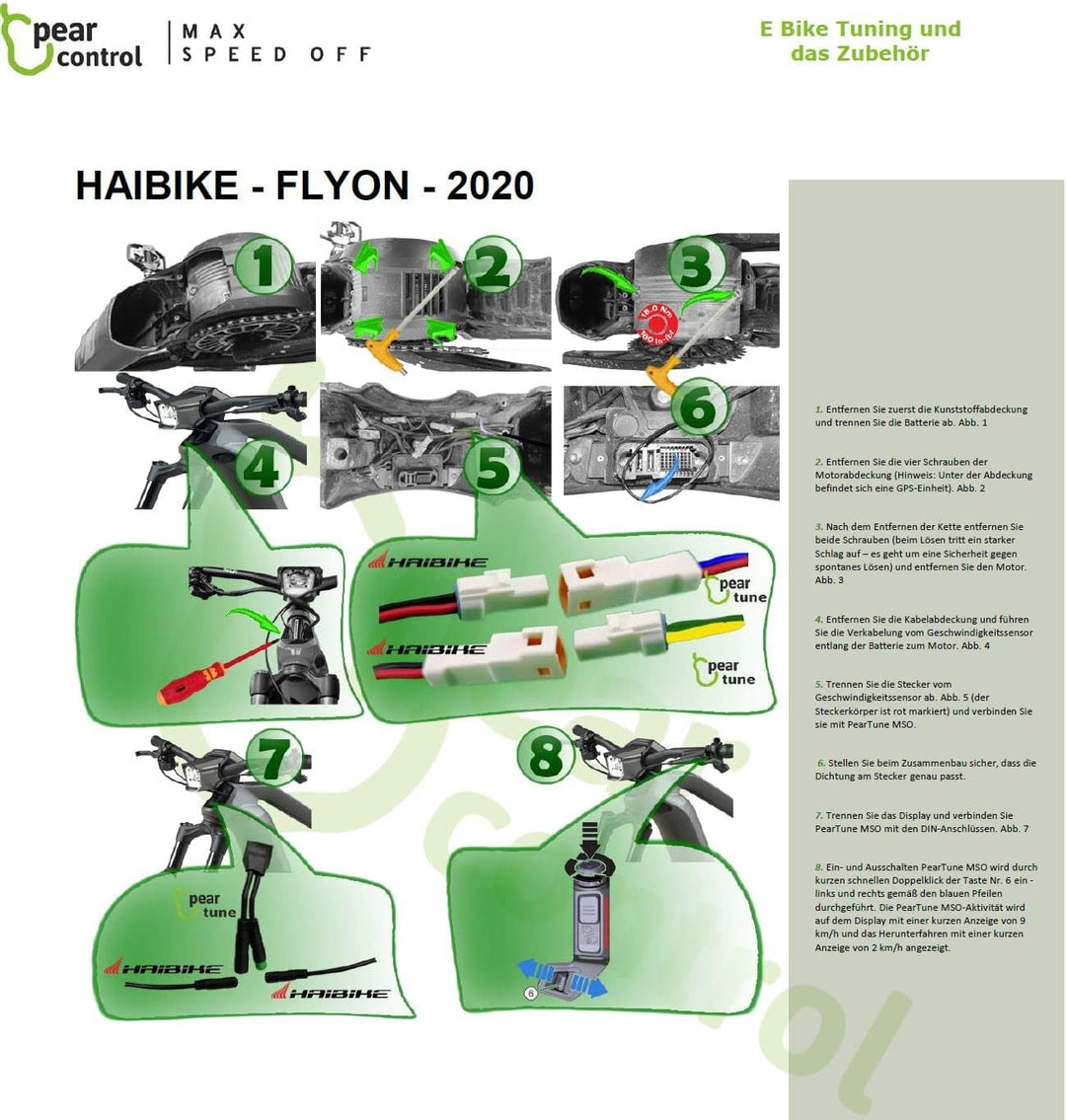 PearTune MSO 3.0 für HAIBIKE FLYON / TQ Premium E-Bike / Pedelec Tuning Chip