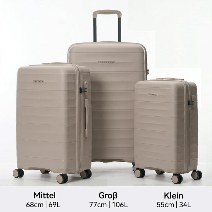 Mariner Handgepäck Koffer aus 100% Eco-PP Hartschale, 55x36x21 cm, 34L, Dune Grey Dune Grey S, Dune