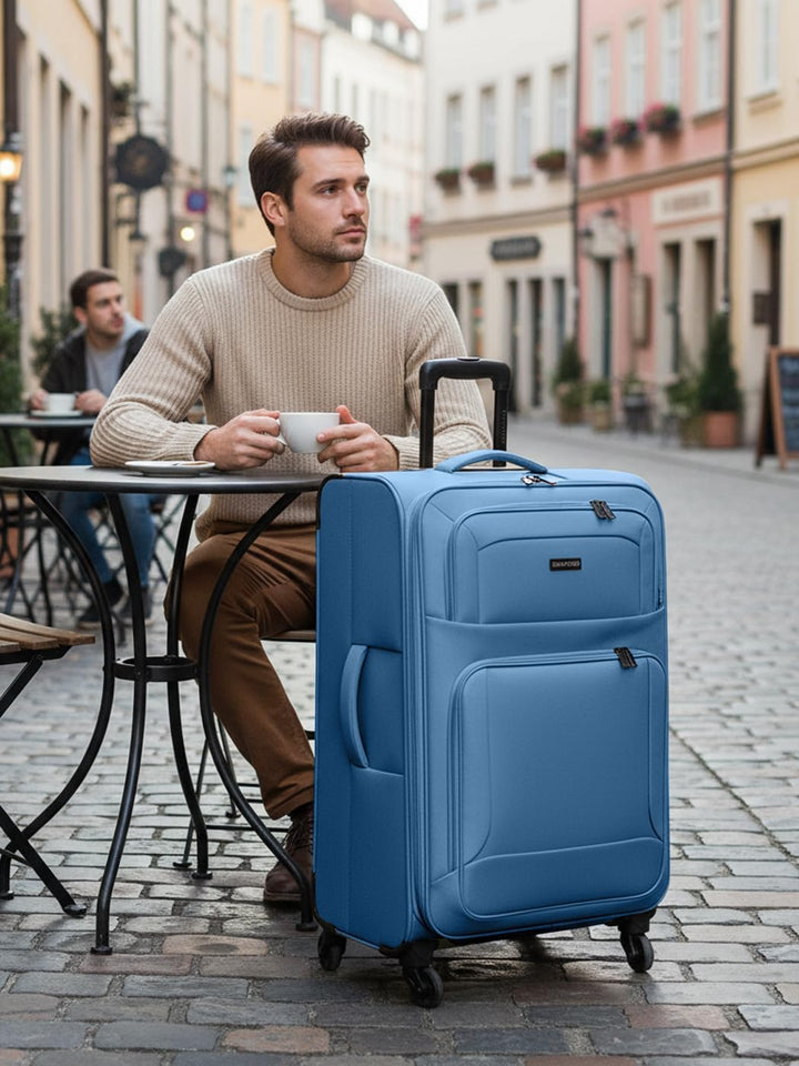 SMARTBOX grosser Weichgepäck Check-in Koffer für Damen & Herren | Grosser XL Trolley 46 x 31 x 78 cm