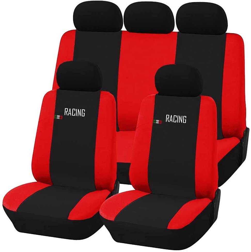 Universal Autositzbezüge Made in Italy - Racing - Rückenlehne mit 2 Reissverschlüssen - kompatible A