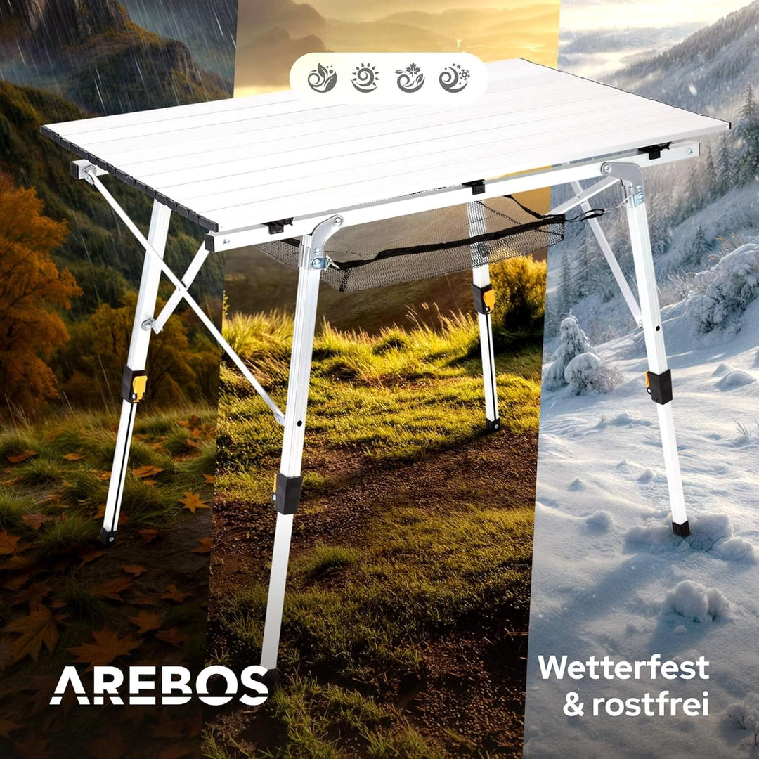 Arebos Campingtisch faltbar 90 x 51,5 cm | Klapptisch höhenverstellbar 47-69 cm | Camping Zubehör, G