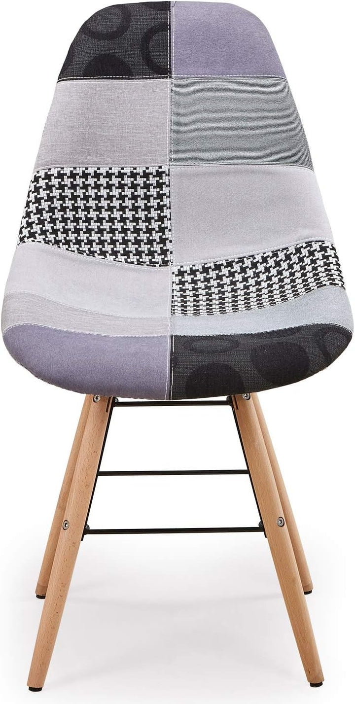 Menzzo Lisa Patchwork Stuhlgruppen, Stoff, Grau, L53 x P46 x H82 cm