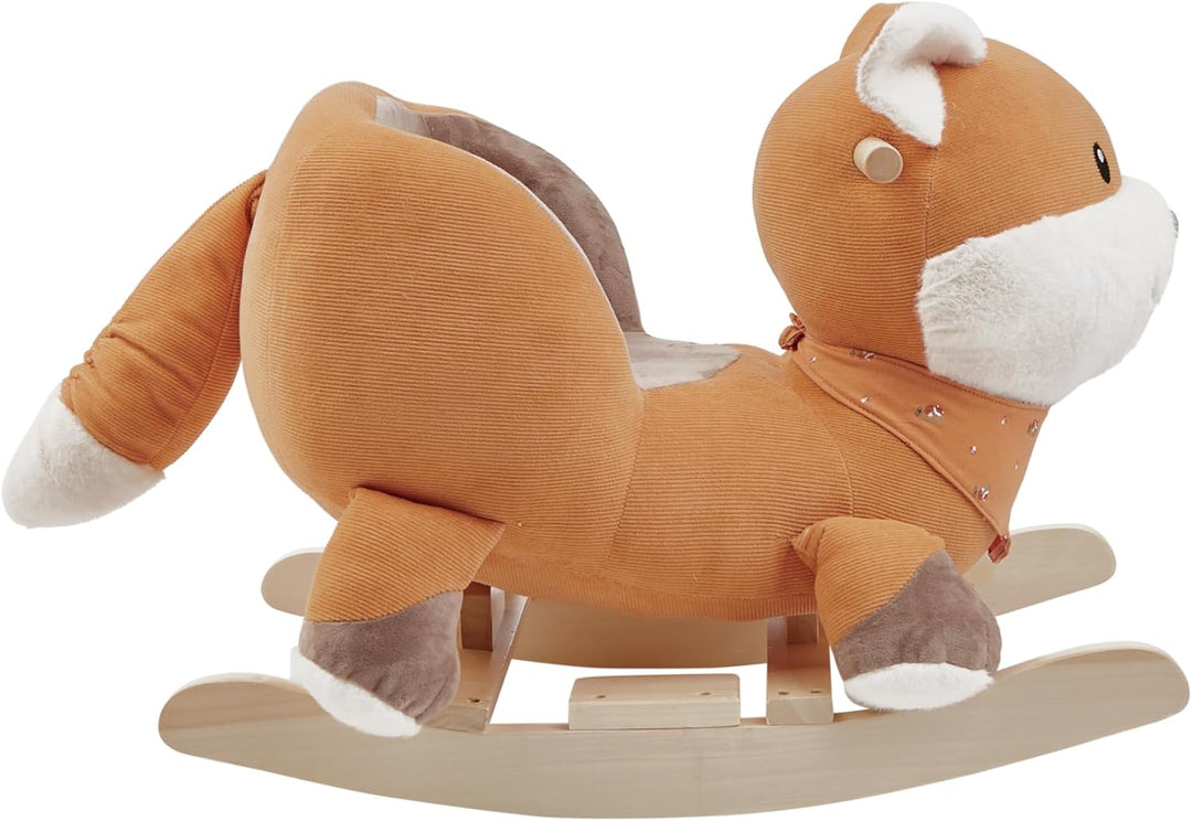 Sterntaler Schaukeltier Fuchs Filou - Schaukeltier aus Cord, Flausch & Holz - mit weicher Sitzfläche