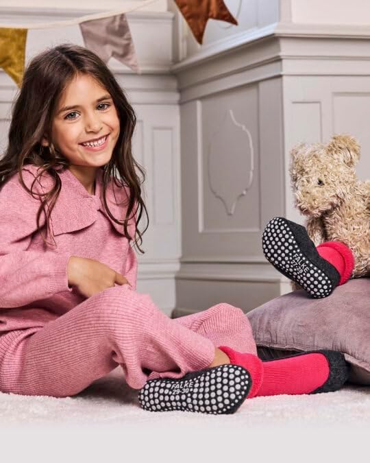 FALKE Unisex Kinder Cosyshoe Haussocken rutschhemmende Noppen auf der Filzsohle komfortabel warm mit