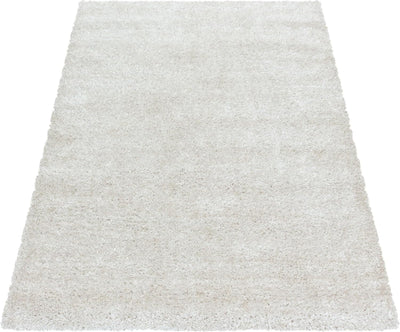 HomebyHome Shaggy Teppich Wohnzimmer 120 cm Rund - 50 mm Florhöhe Hochflor Wohnzimmerteppich Natur E