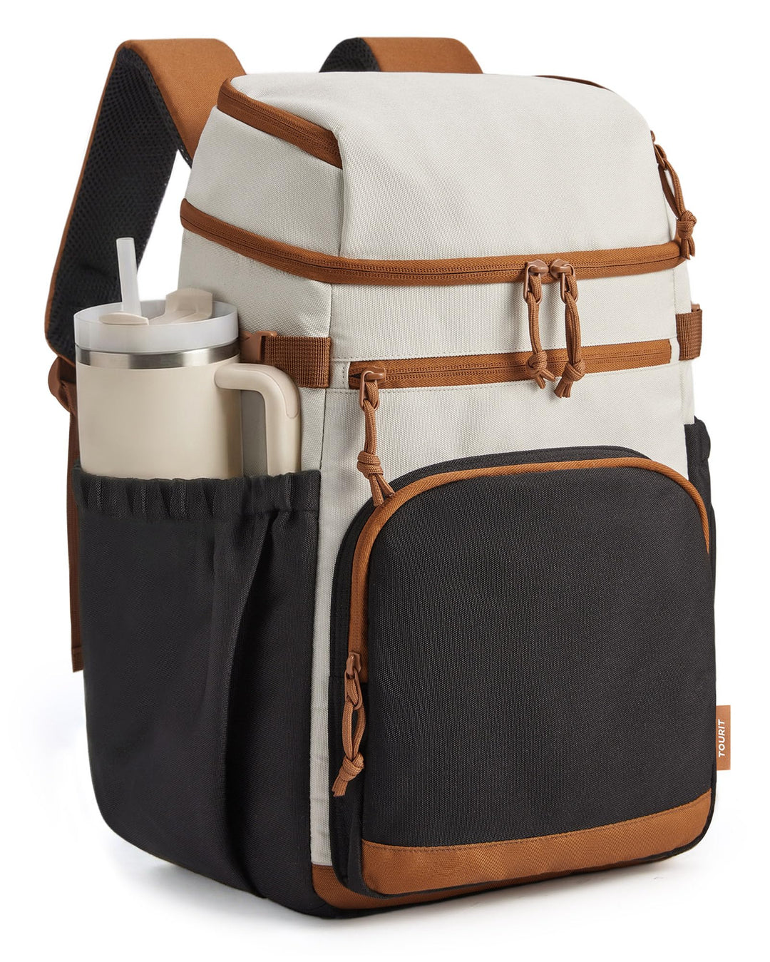 TOURIT Isolierter Kühlrucksack 30 Dosen, Auslaufsichere Lunch Kühltasche mit Zwei Fächern Leichter,