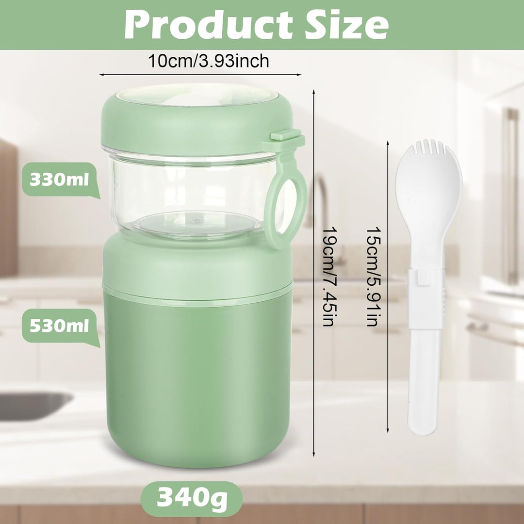 Grosser Edelstahl Müslibecher to Go, Joghurtbecher 530ml+330ml Tragbarer Auslaufsicherer Müslibecher