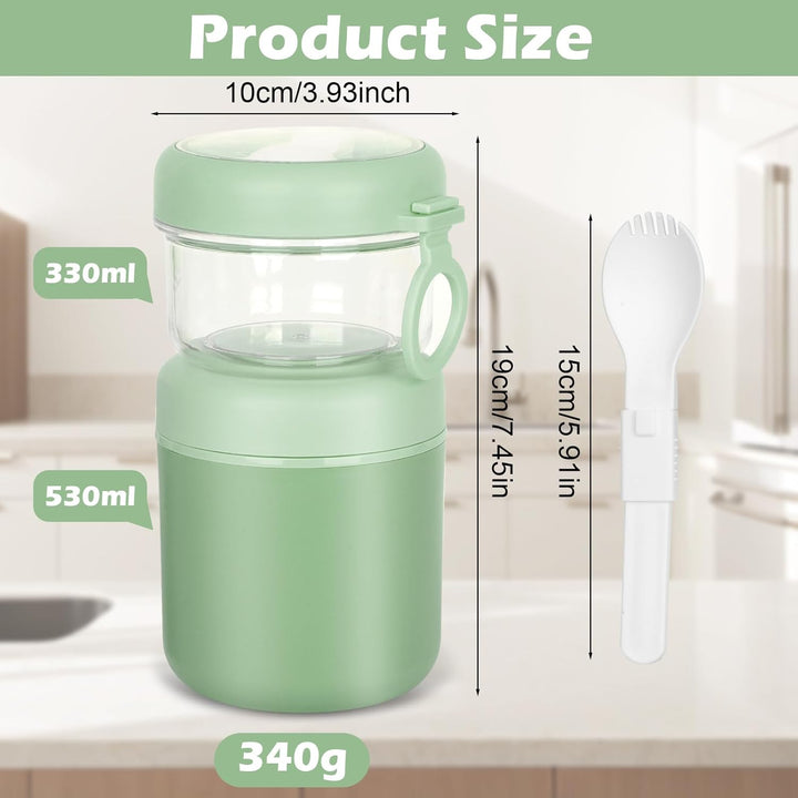 Grosser Edelstahl Müslibecher to Go, Joghurtbecher 530ml+330ml Tragbarer Auslaufsicherer Müslibecher