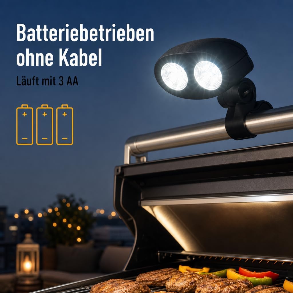 MIJOMA Robuste Grilllampe mit 10 Superhellen LEDs, 180° Flexibler Schwenkmechanismus, Praktische Tou