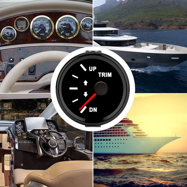 Trimmlehre IP67 Wasserdicht 9-32 V DC 52 Mm Boat Trim Balance Gauge Für Ship Yacht Marine(Schwarzer