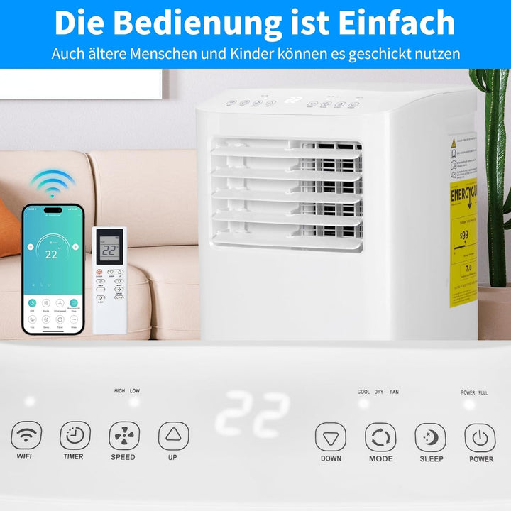 LEADZM Mobile Klimagerät klimaanlage,10000 BTU 1120W, Raumgrösse bis 32㎡,Air Conditioner mit Ablufts