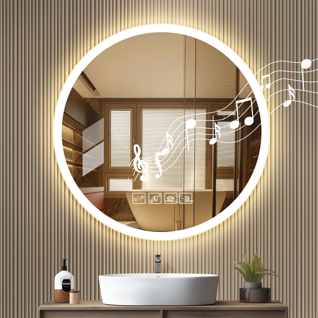 Badspiegel mit Beleuchtung | 60cm Wandspiegel | Badezimmerspiegel | LED Spiegel mit Bluetooth | Kosm