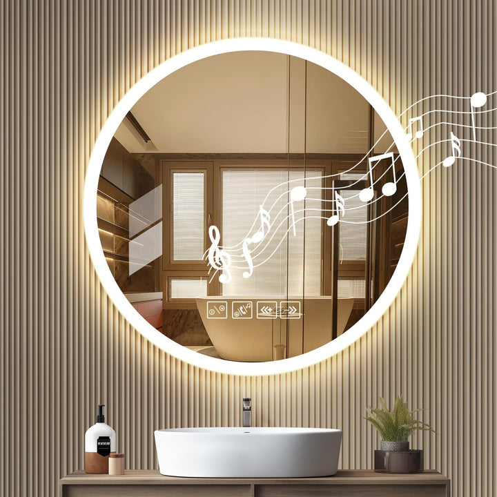 Badspiegel mit Beleuchtung | 60cm Wandspiegel | Badezimmerspiegel | LED Spiegel mit Bluetooth | Kosm