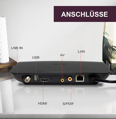 XORO HRS 8920 IP - Digitaler DVB-S2 Satelliten-Receiver, LAN Anschluss, WLAN integriert, AV Out, S/P