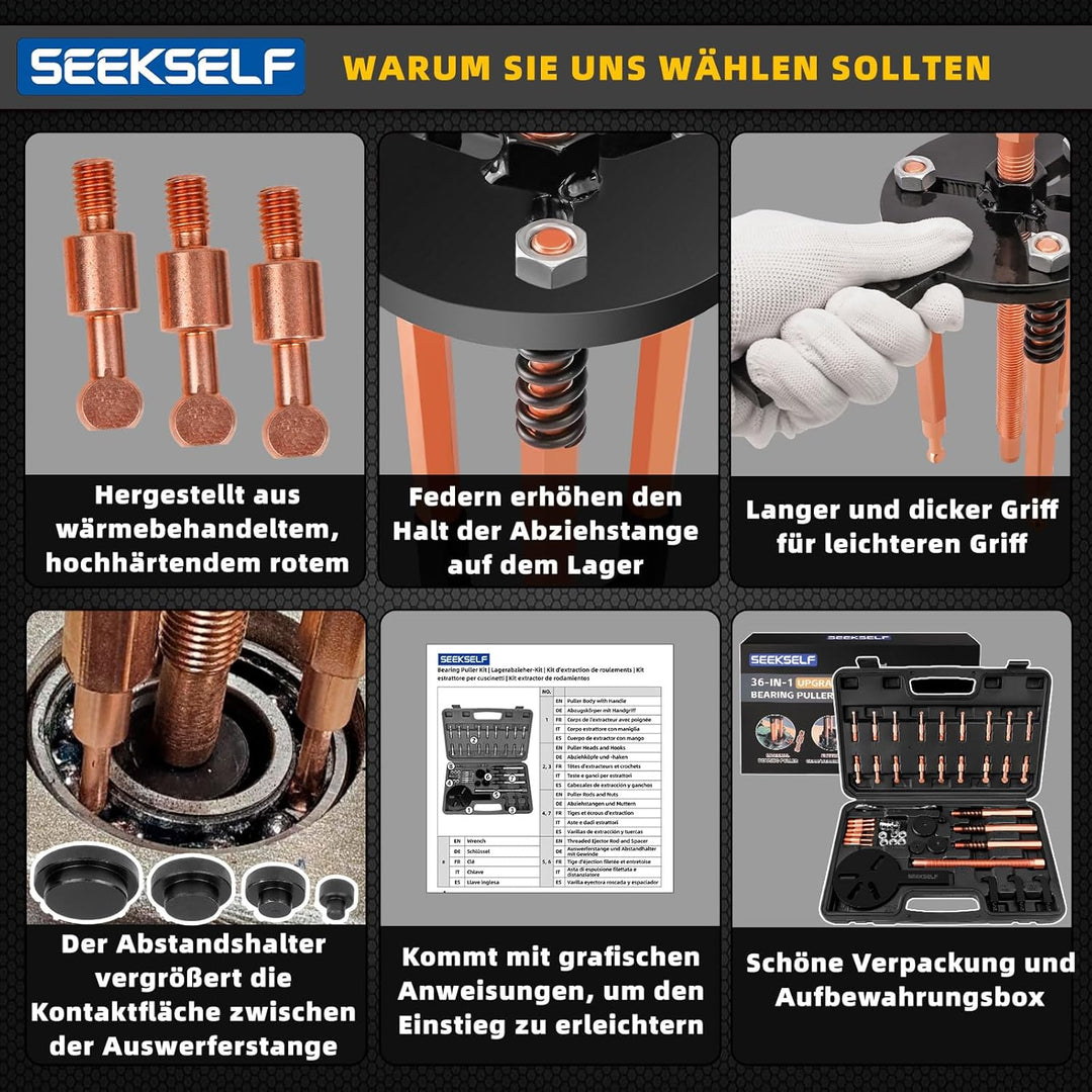 36-in-1 Lagerabzieher Set Innen und Aussen, Innenlager Abzieher Lager Werkzeug Trennsatz, Schwarze P