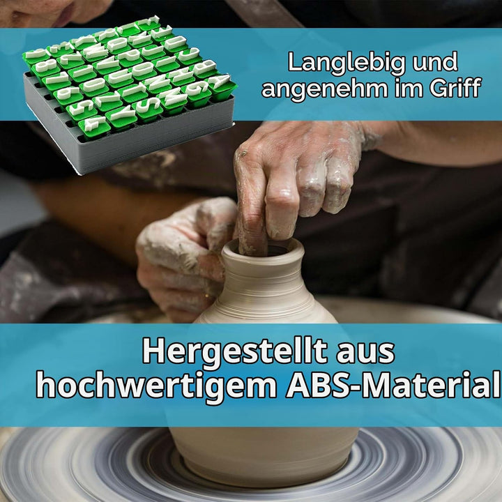 2 Stück Töpferstempel Buchstaben Set, FORMVERSITY Stempel Buchstaben Set, Buchstaben Stempel Ton Cla