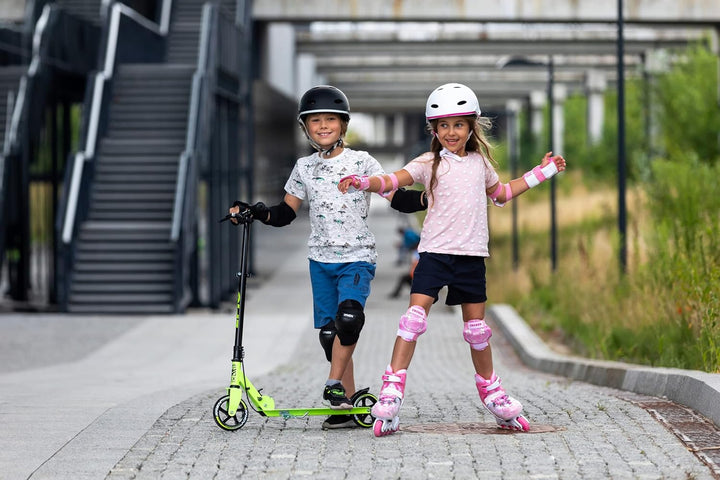 3in1 Kinder Inline Skates Triskates/Rollschuhe Raven Princess + Schützer Neve + Helm Silky 34-37 + S