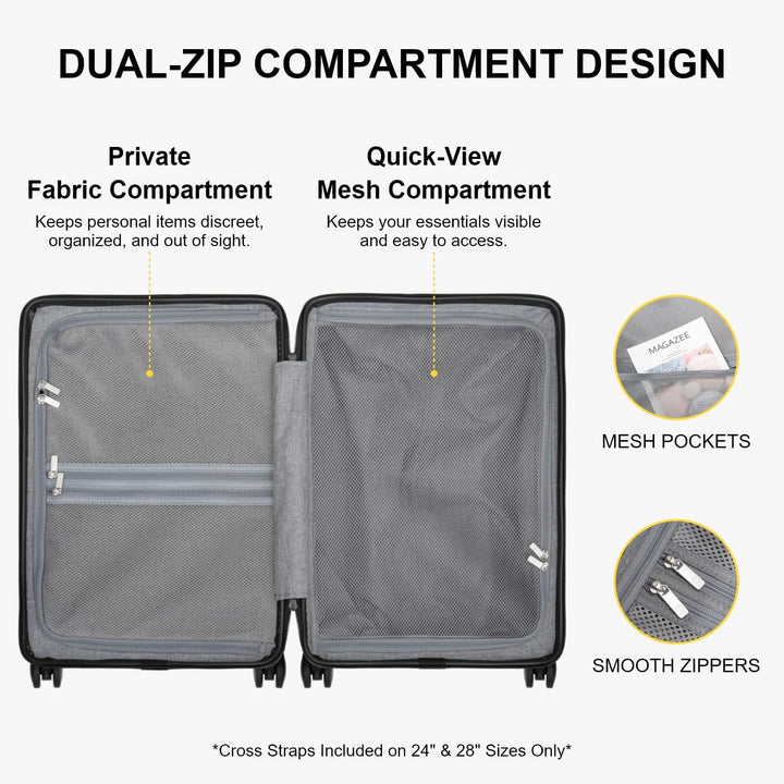 LEVEL8 Koffer Trolley, Rollkoffer Reisekoffer Hartschalen 4 Rollen, Spinner Handgepäck,TSA, 100% PC,