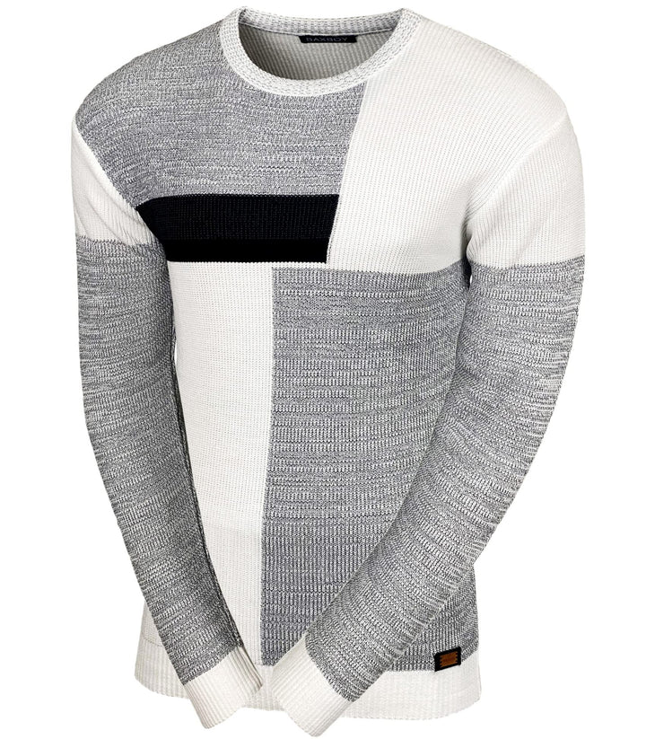 Baxboy Herren Pullover Slim Fit Rundhals Strick-Pullover Rundkragen Moderner Männer schwarzer Pulli
