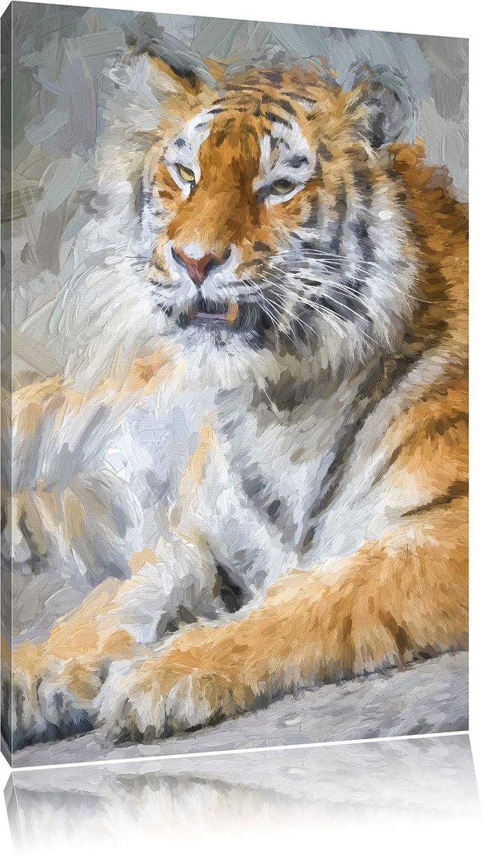 stolzer Tiger Deluxe Format: 100x70 cm auf Leinwand, XXL riesige Bilder fertig gerahmt mit Keilrahme