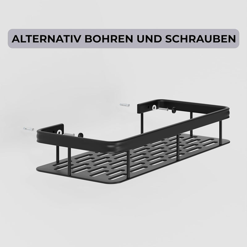 LIEBHEIM Duschablage Duschkorb Badregal ohne Bohren - Bombenhalt durch Industrie Klebeband - Alumini