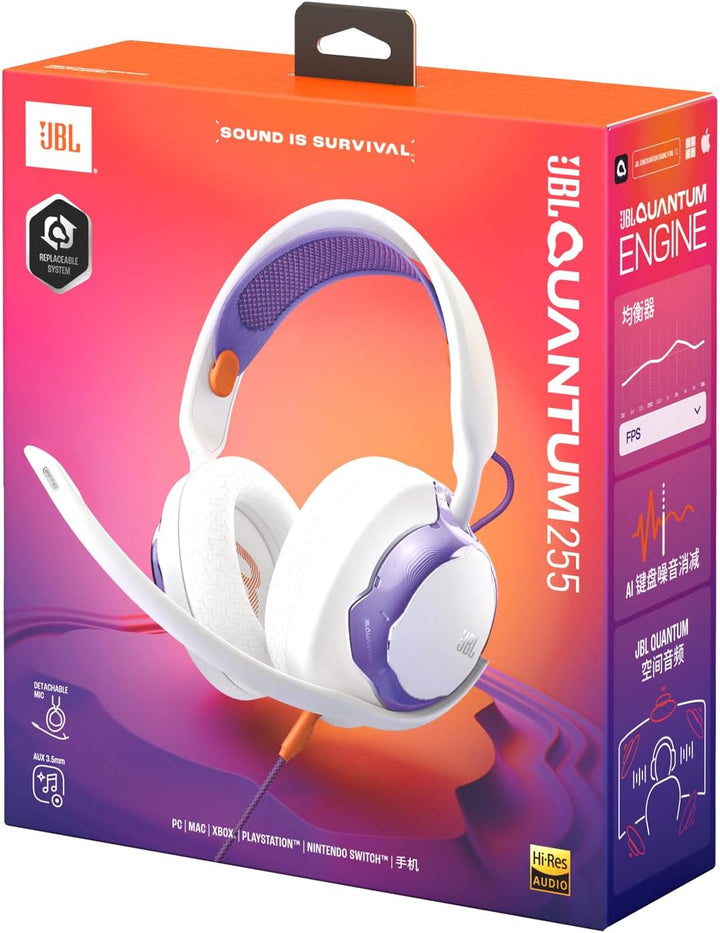 JBL Quantum 250 Kabelgebundene Over-Ear-Gaming-Kopfhörer, JBL Quantum Spatial Sound, Mikrofon mit Ge