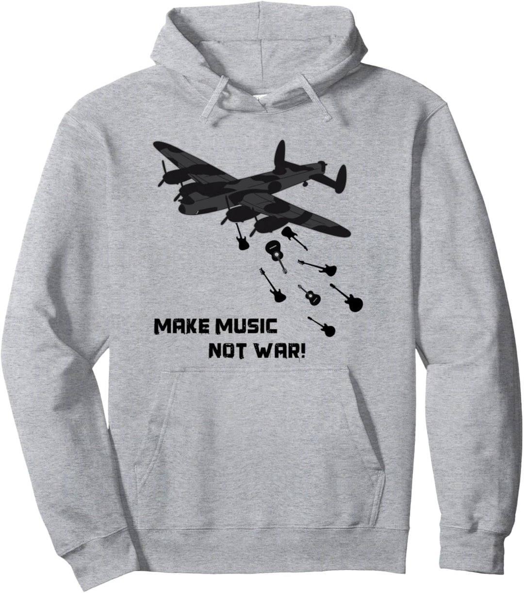 Make Music Not War Flugzeug Gitarren Liebe Frieden Pacifist Pullover Hoodie