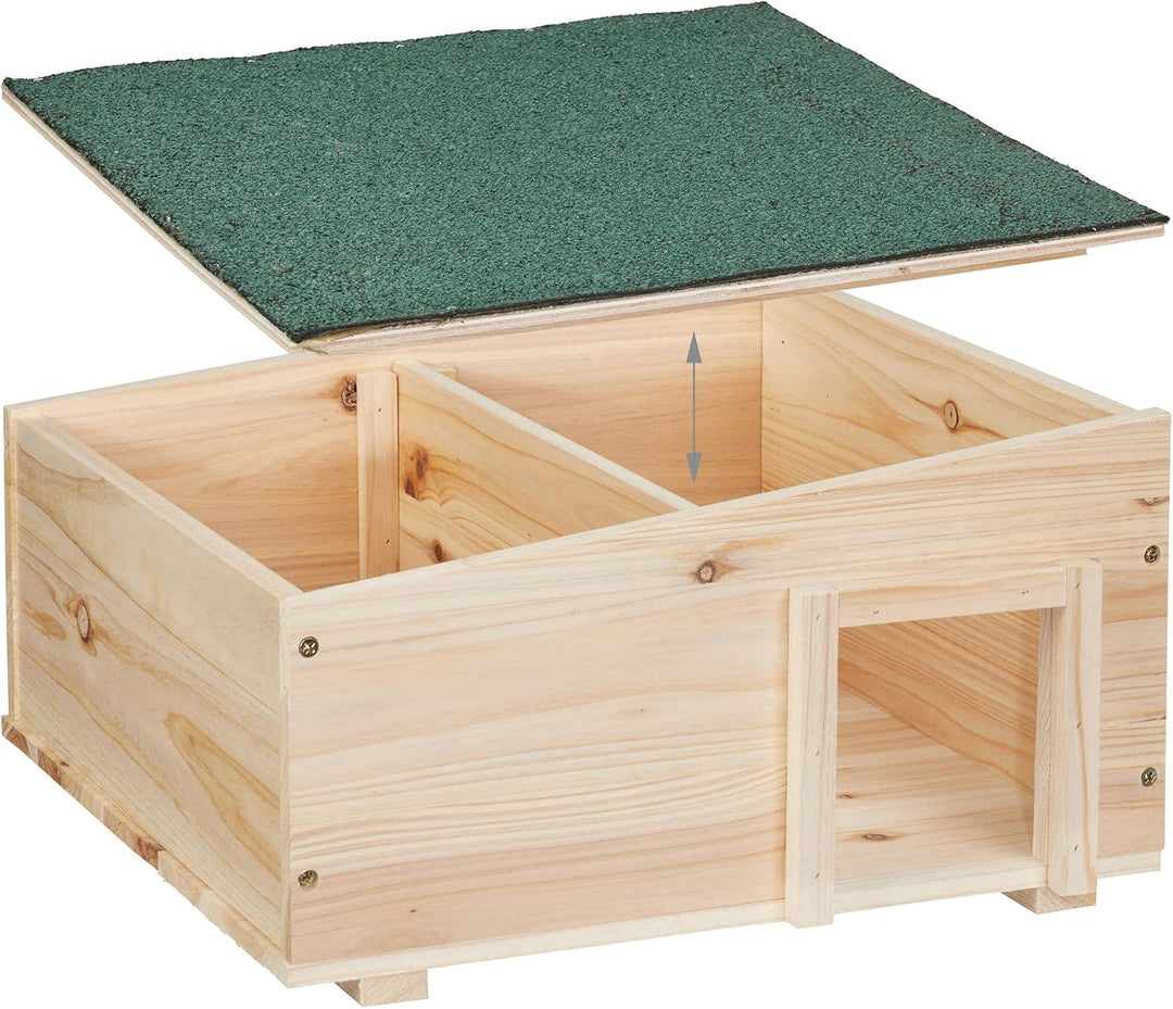 Relaxdays Igelhaus, Holz, Igelhotel mit Boden, 2 Kammern, Winterquartier für Igel, Garten, HBT: 21,5