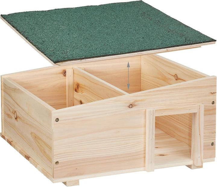 Relaxdays Igelhaus, Holz, Igelhotel mit Boden, 2 Kammern, Winterquartier für Igel, Garten, HBT: 21,5