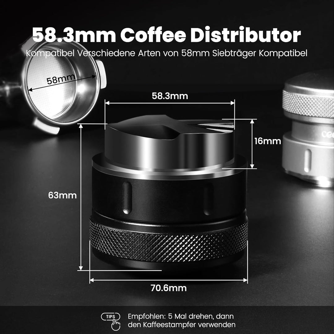 Espresso Distributor 58mm, Schwerkraft Espresso Leveler für 58mm Kaffee Siebträger, Coffee Distribut