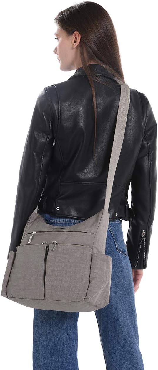 MHCNLL Anti-Diebstahl Crossbody Geldbörse RFID Frauen Nylon Wasserdicht Leichte Schultertasche Grau,