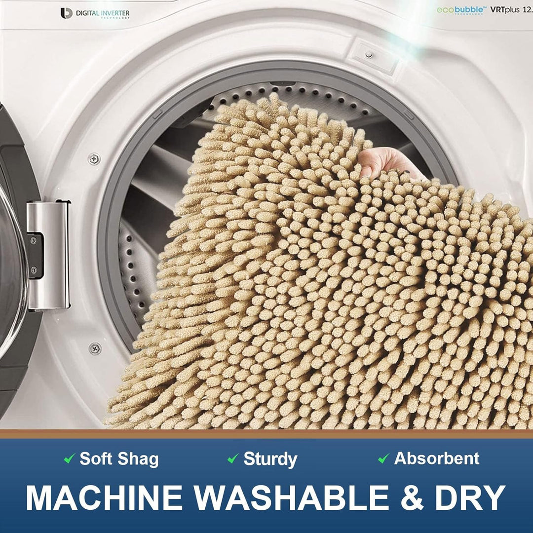 Homaxy rutschfeste Badematte Chenille Badezimmerteppich Mikrofaser Badteppich Saugfähige Hochflor Ba