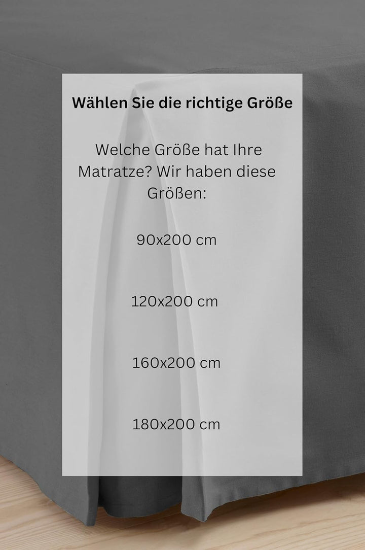 Jotex Colour Betthusse - 100% hochwertige Bio-Baumwolle Bettrock, Höhe 60 cm - Dunkelgrau, 120 x 200