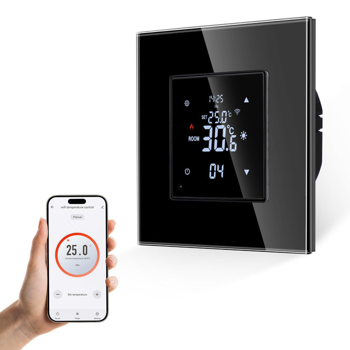 JIMEIDA Smart Thermostat Heizung Schwarz Bodenheizkammer mit Alexa Echo, Google Assistant Konstante