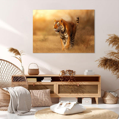 ARTTOR Bilder auf Leinwand 100x70cm Leinwandbild mit Rahmen tiger tier Gross Wanddeko Bild Schlafzim