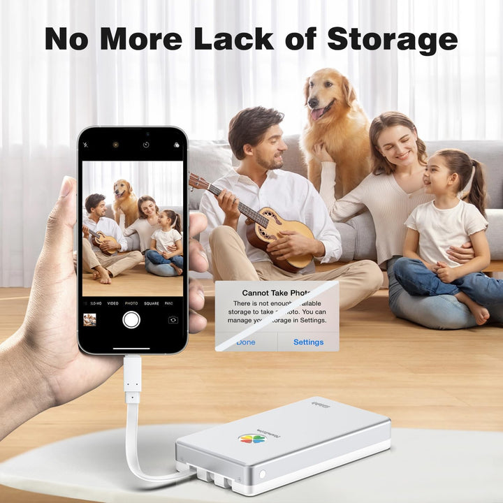 iDiskk 500 GB MFi-zertifizierte tragbare 3-in-1-Festplatte, mit 3 integrierten Kabeln, zur Datensich