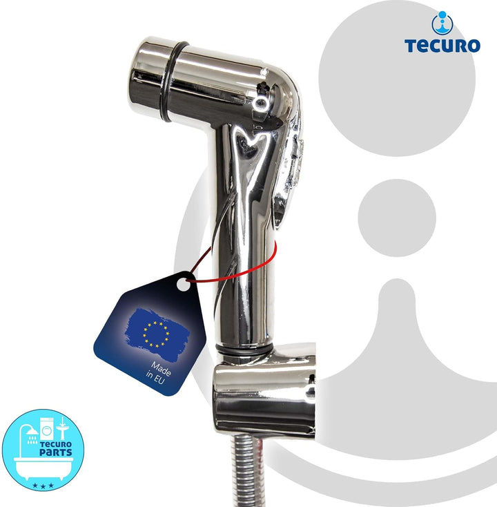 tecuro Bidet WC Handbrause Set SHATTAF, chrom, 1-strahlig, 1,20 m Schlauch und Wandhalter - T1401C,