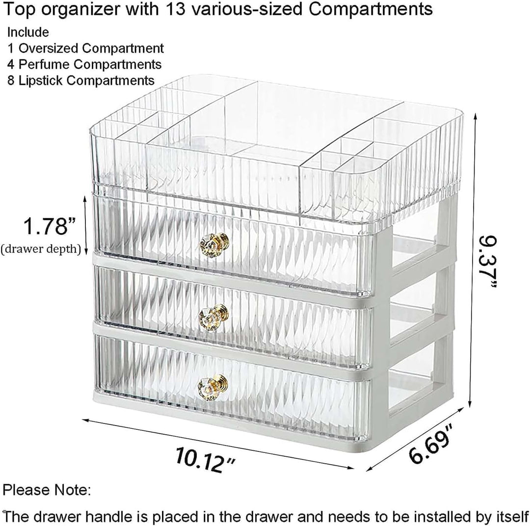 Make-up-Organizer mit 3 Schubladen – Stapelbarer Acryl Kosmetik-Organizer mit herausnehmbarem Tablet