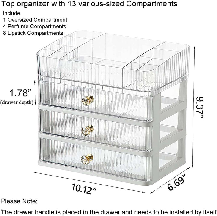 Make-up-Organizer mit 3 Schubladen – Stapelbarer Acryl Kosmetik-Organizer mit herausnehmbarem Tablet