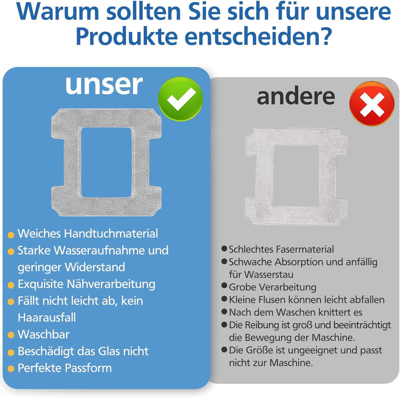 6 Stück Reinigungspad für Ecovacs Winbot W1 / W1 Pro / W2 / W2 Omni Fensterputzroboter, Fensterreini