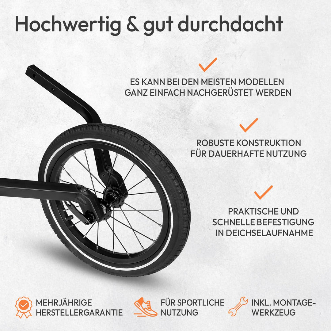 Qeridoo Unisex Jugend 14" Joggewheel for Two-Seater Zubehör für Stühle/Kinderwagen, Schwarz (Schwarz